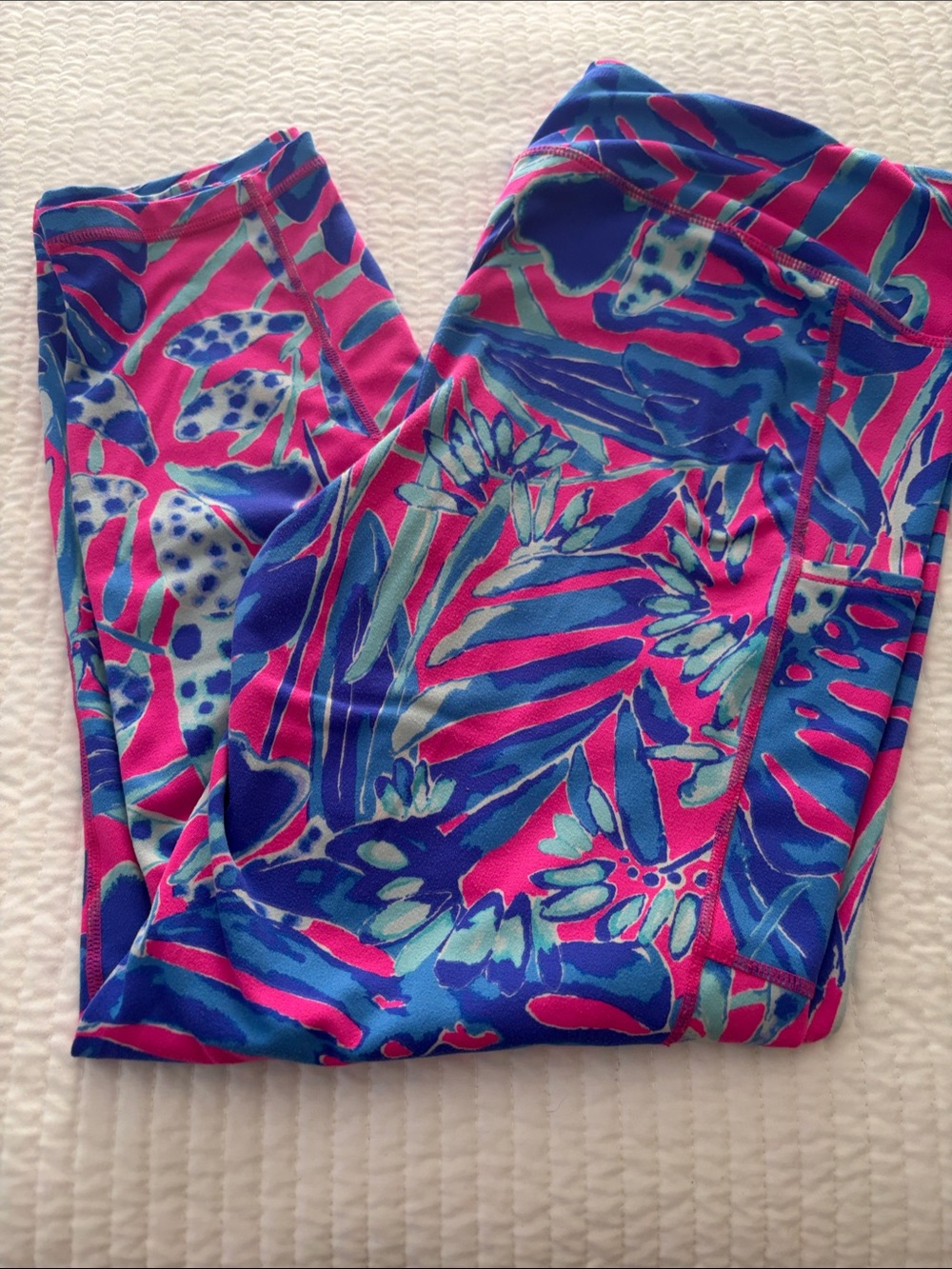 Lilly Pulitzer Women's Bright Pink & Blue Printed Leggings